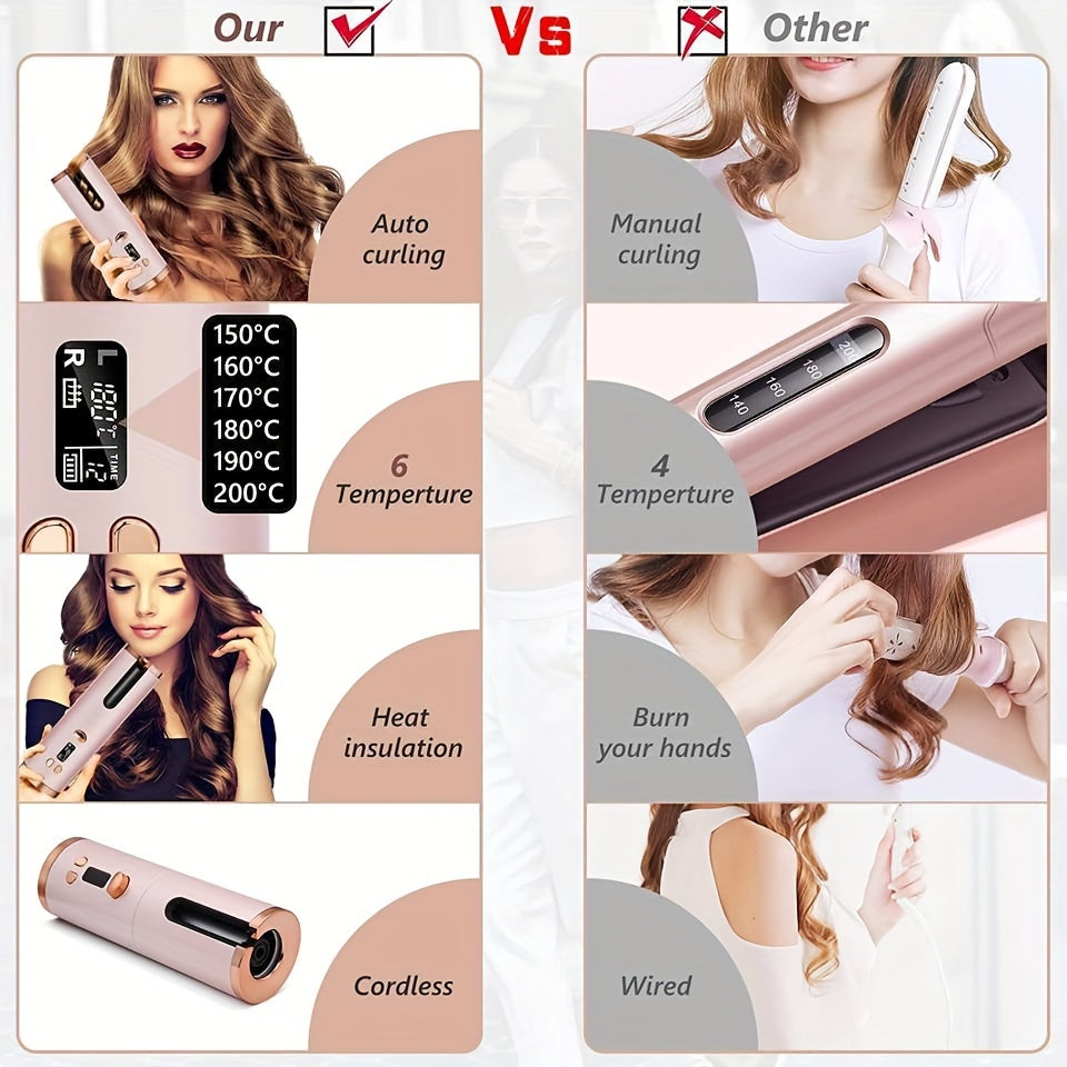 GLOWÉA 4 Seasons Wireless Automatic Hair Curler - USB Rechargeable GLOWÉA