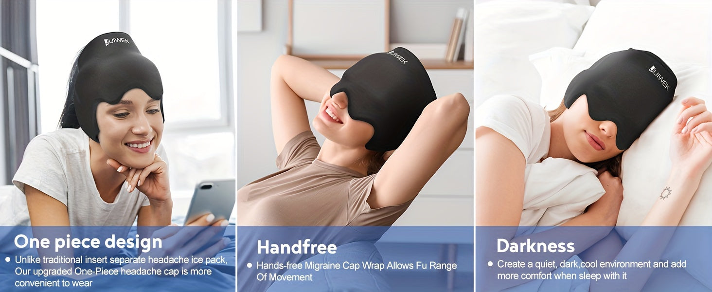 GLOWÉA Migraine Ice Head Wrap - Hot & Cold Therapy Hat GLOWÉA