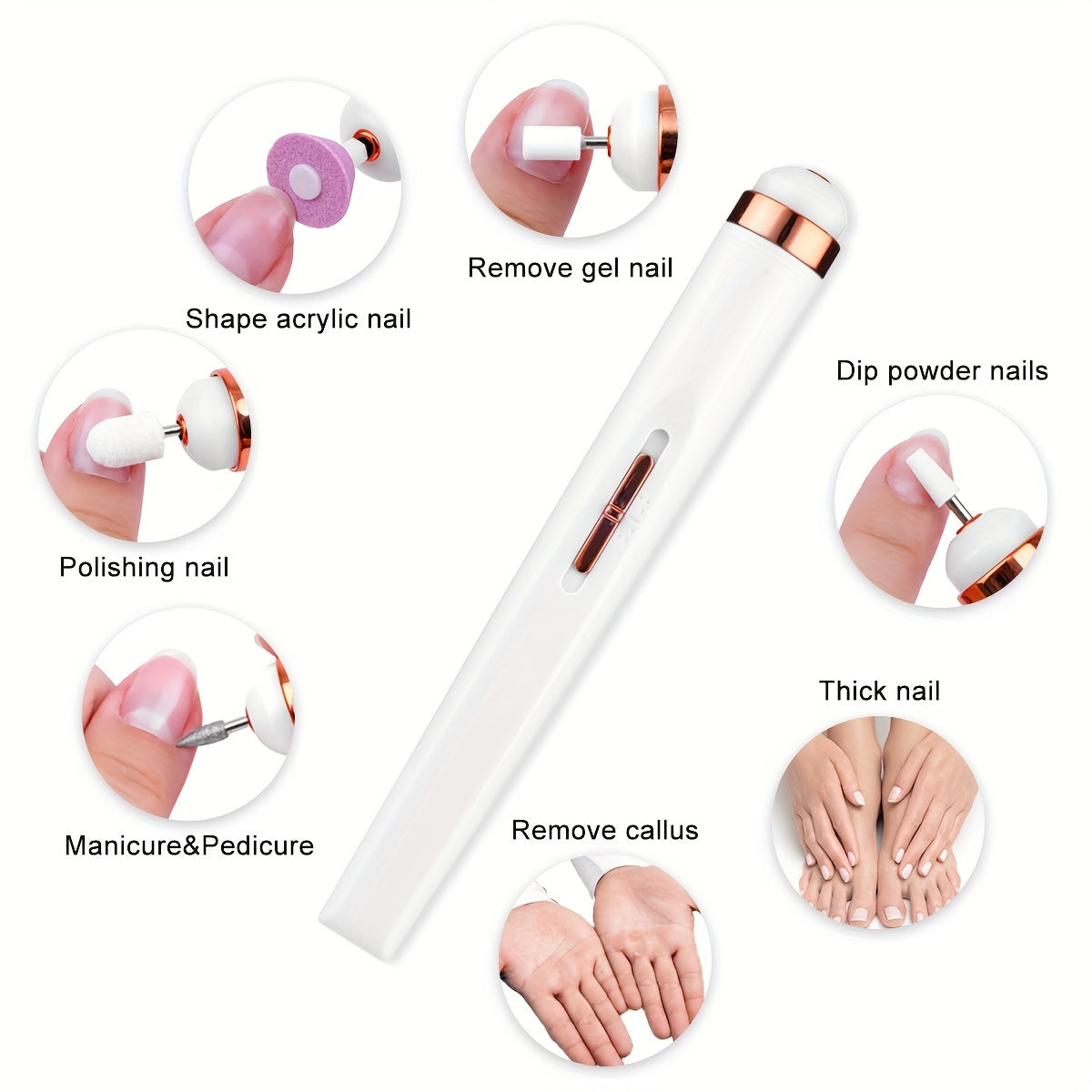 GLOWÉA USB Rechargeable Nail Drill Kit - Dual-Speed Electric Manicure Tool GLOWÉA