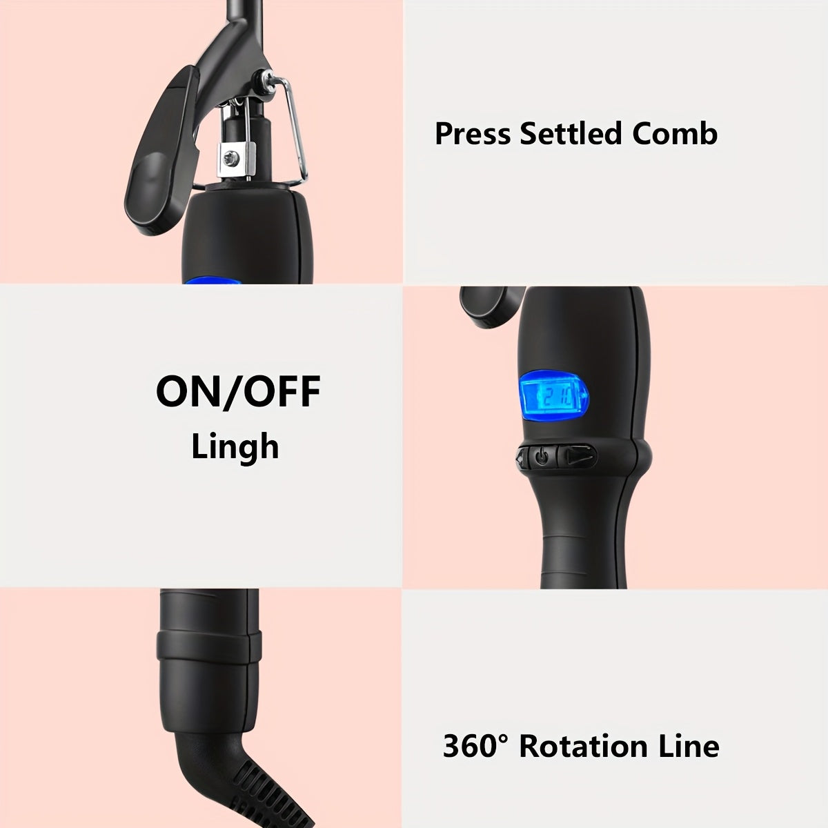 GLOWÉA 9mm Professional Hair Curling Wand with Digital Display GLOWÉA