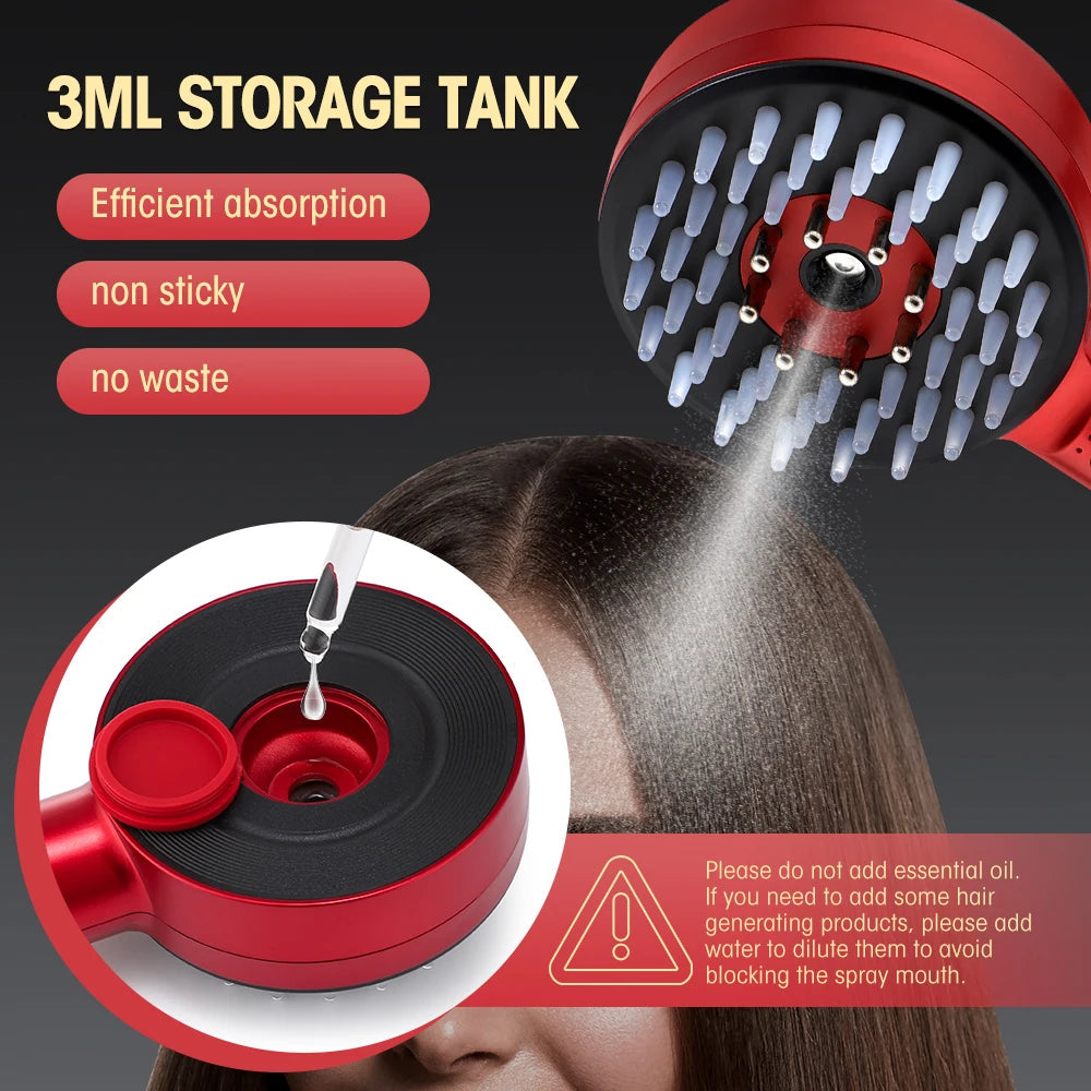 GLOWÉA 3 Modes Portable Electric Massage Comb with Red Light Therapy - GLOWÉA