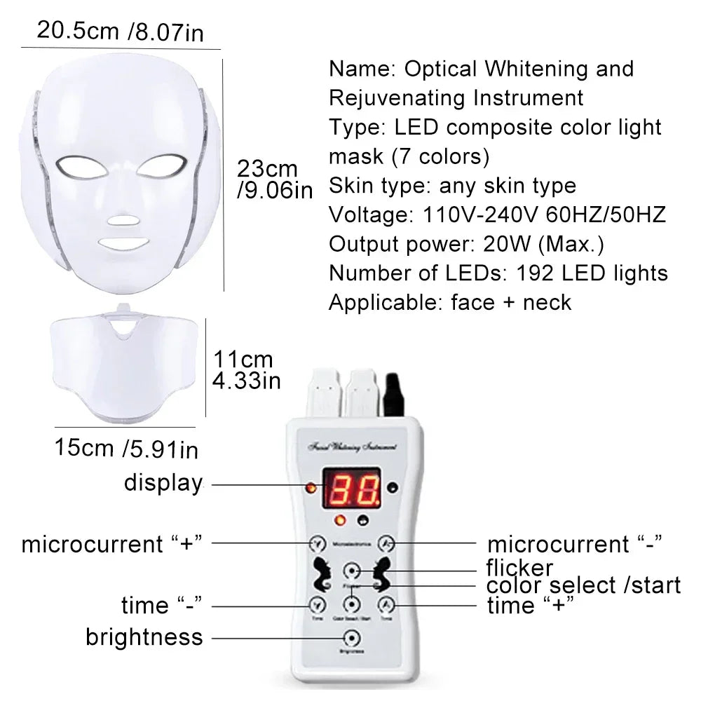 GLOWÉA 7-Wavelength LED Light Therapy Mask for Face & Neck GLOWÉA