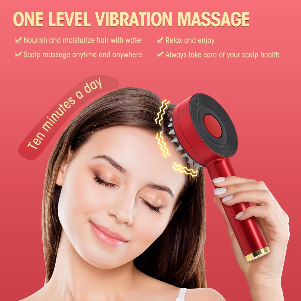 GLOWÉA 3 Modes Portable Electric Massage Comb with Red Light Therapy - GLOWÉA
