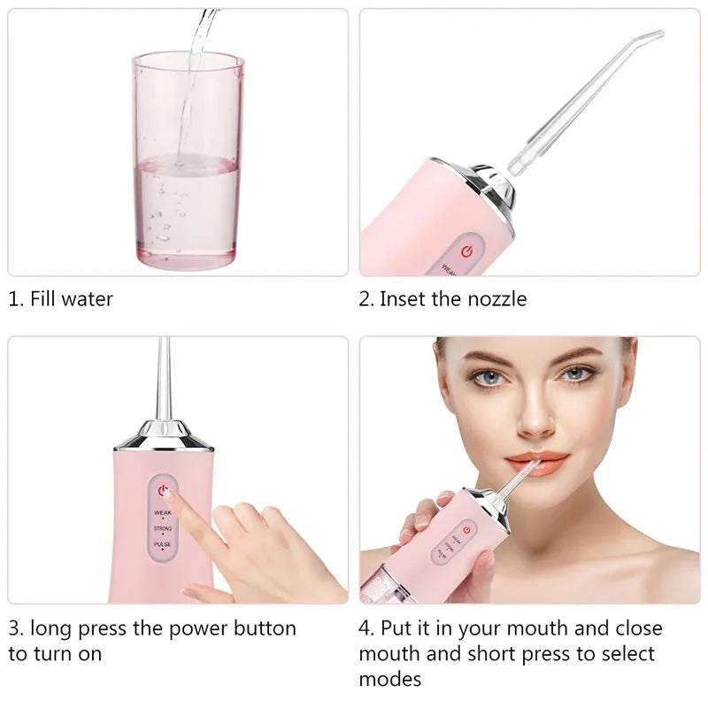 GLOWÉA Rechargeable Electric Oral Irrigator with 3 Modes GLOWÉA