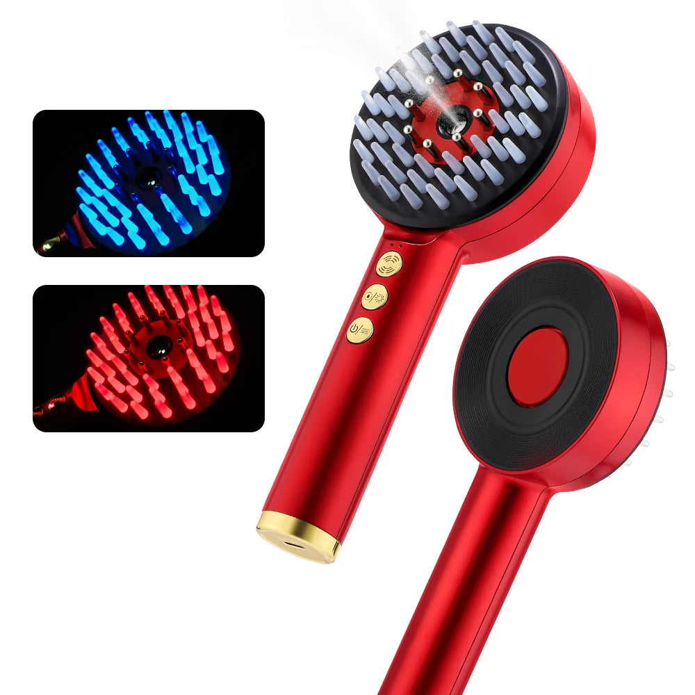 GLOWÉA 3 Modes Portable Electric Massage Comb with Red Light Therapy - GLOWÉA