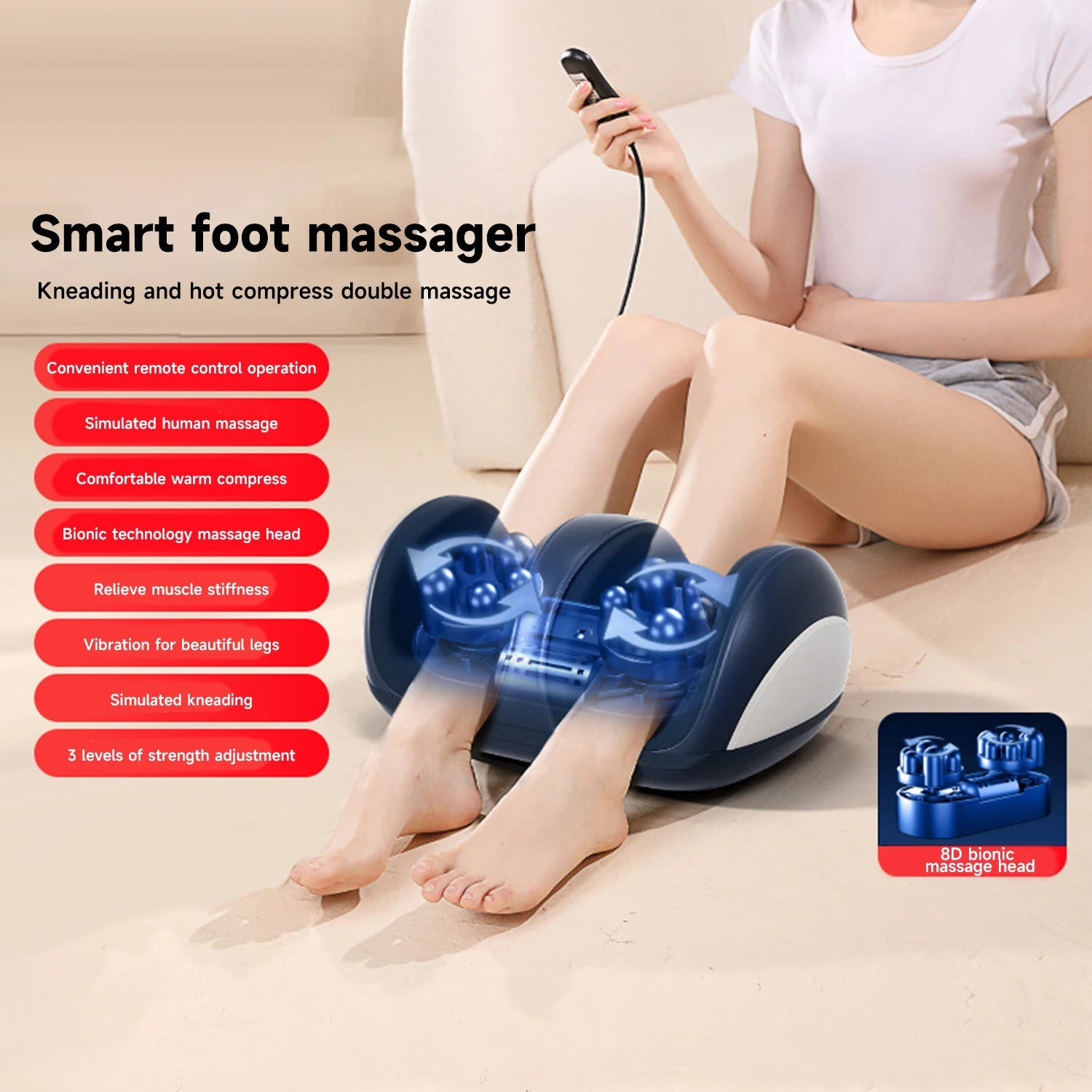 GLOWÉA Red Light Heating Foot Massager for Relaxation GLOWÉA