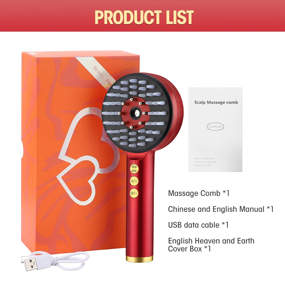 GLOWÉA 3 Modes Portable Electric Massage Comb with Red Light Therapy - GLOWÉA