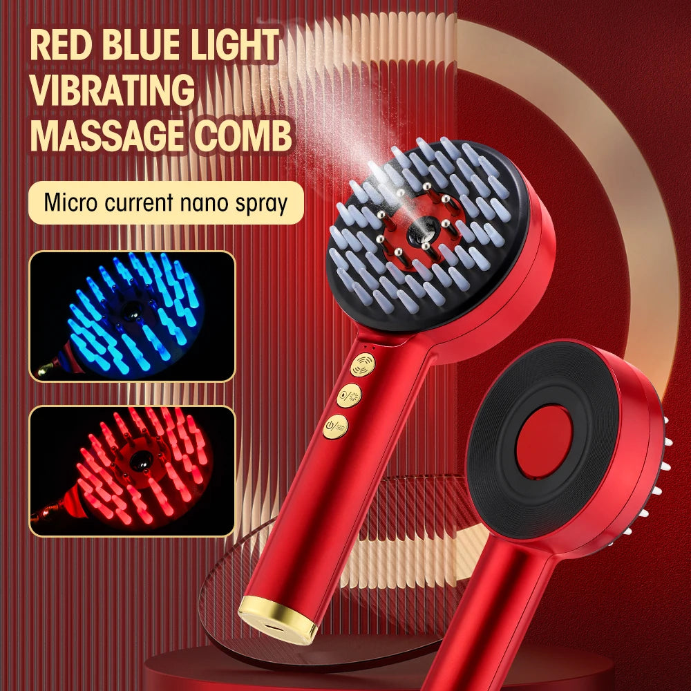 GLOWÉA 3 Modes Portable Electric Massage Comb with Red Light Therapy - GLOWÉA