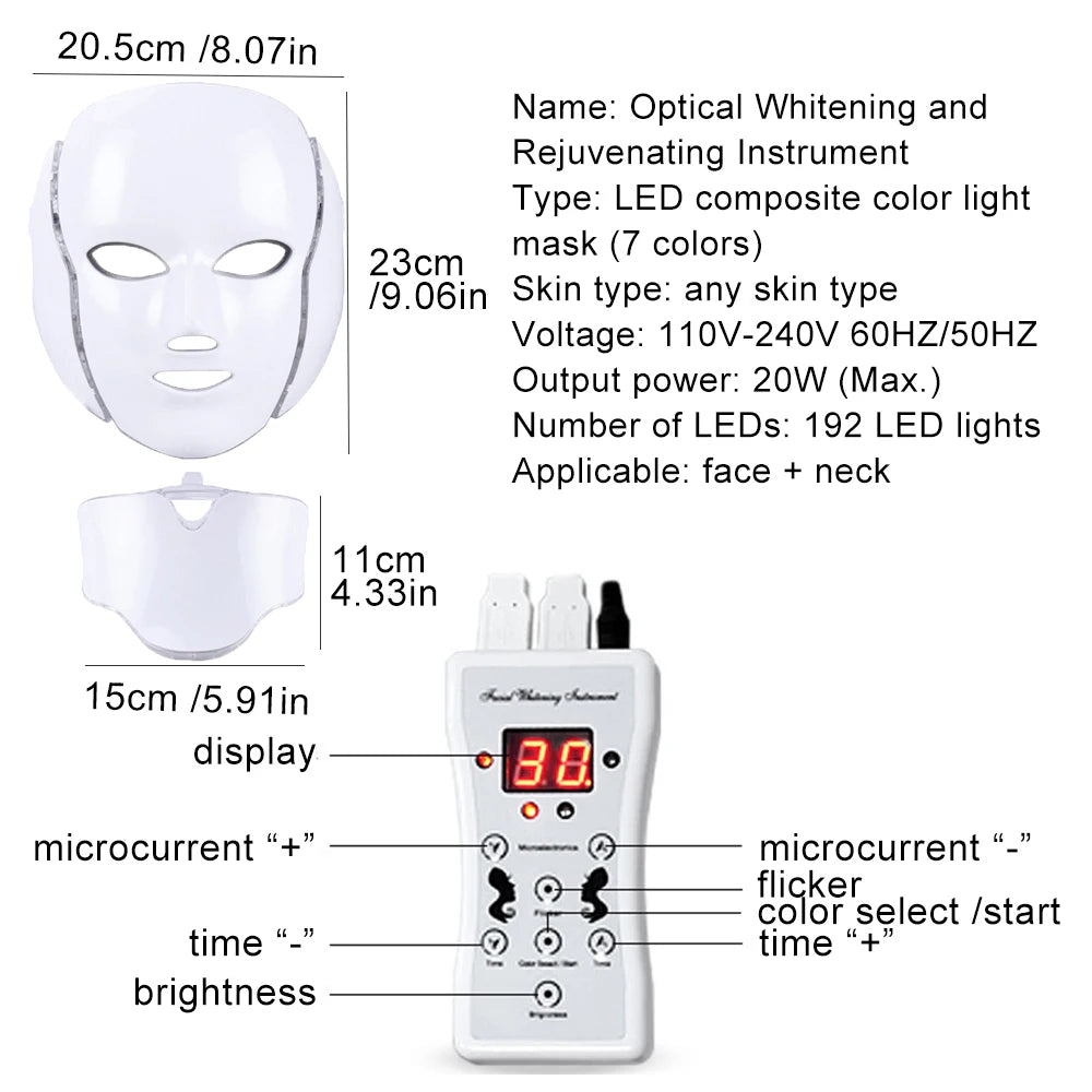 GLOWÉA 7-Wavelength LED Light Therapy Mask for Face & Neck GLOWÉA