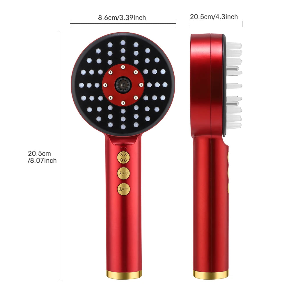GLOWÉA 3 Modes Portable Electric Massage Comb with Red Light Therapy - GLOWÉA