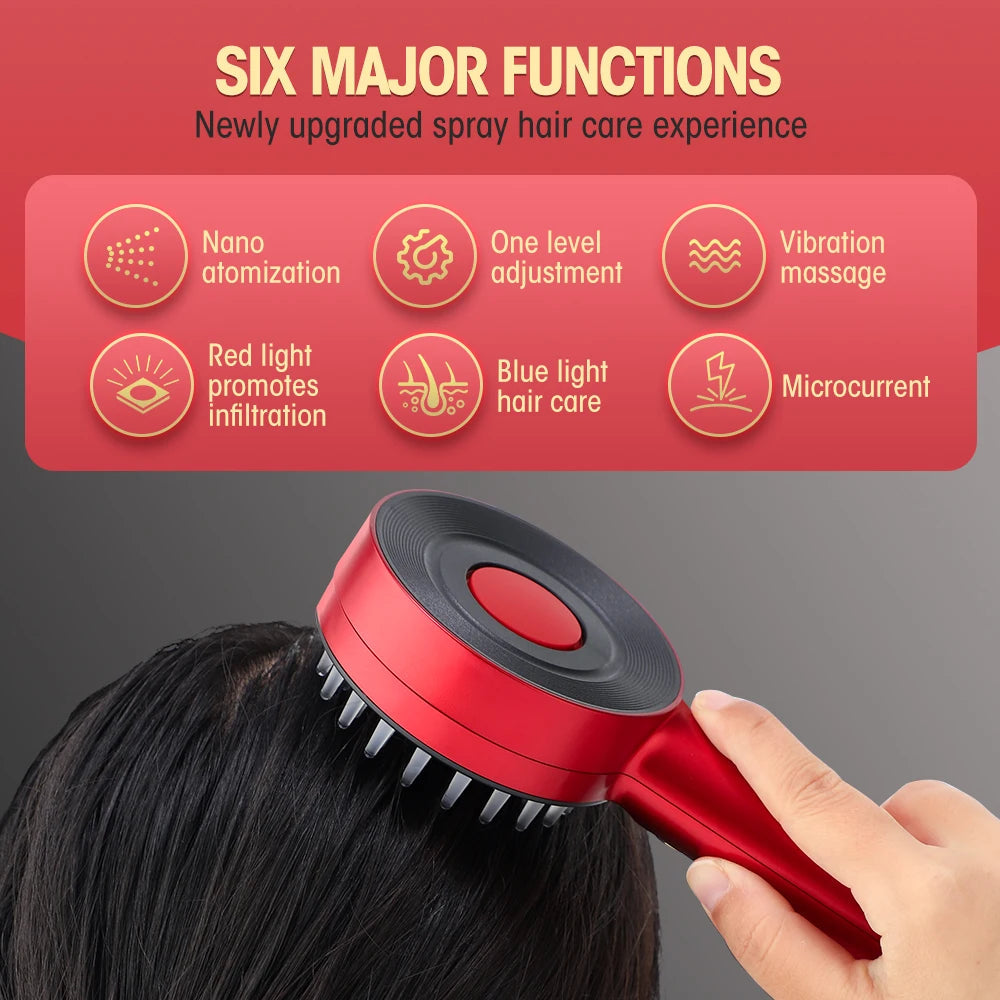 GLOWÉA 3 Modes Portable Electric Massage Comb with Red Light Therapy - GLOWÉA