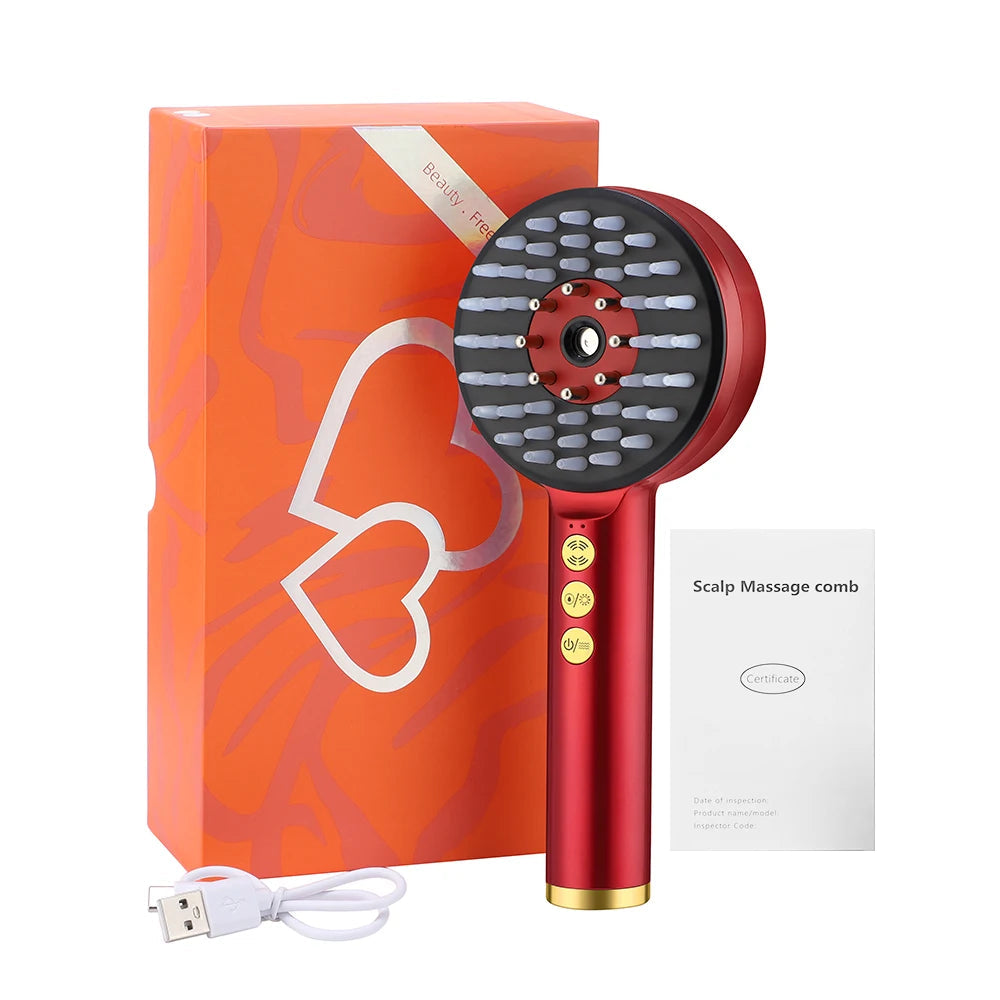 GLOWÉA 3 Modes Portable Electric Massage Comb with Red Light Therapy - GLOWÉA