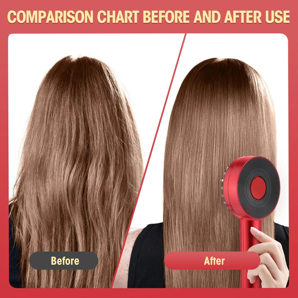 GLOWÉA 3 Modes Portable Electric Massage Comb with Red Light Therapy - GLOWÉA
