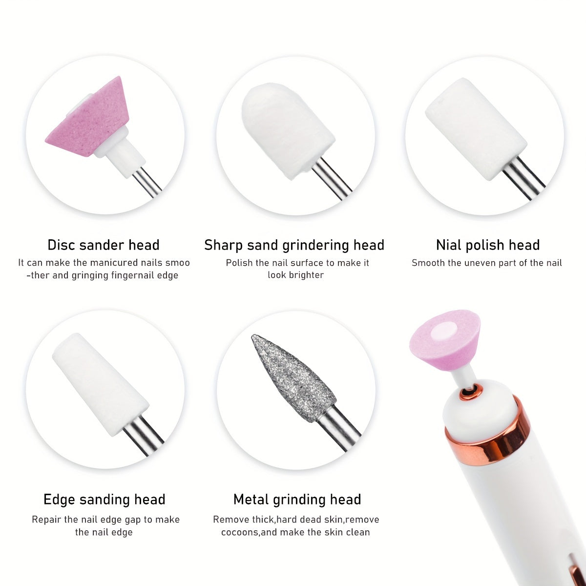 GLOWÉA USB Rechargeable Nail Drill Kit - Dual-Speed Electric Manicure Tool GLOWÉA