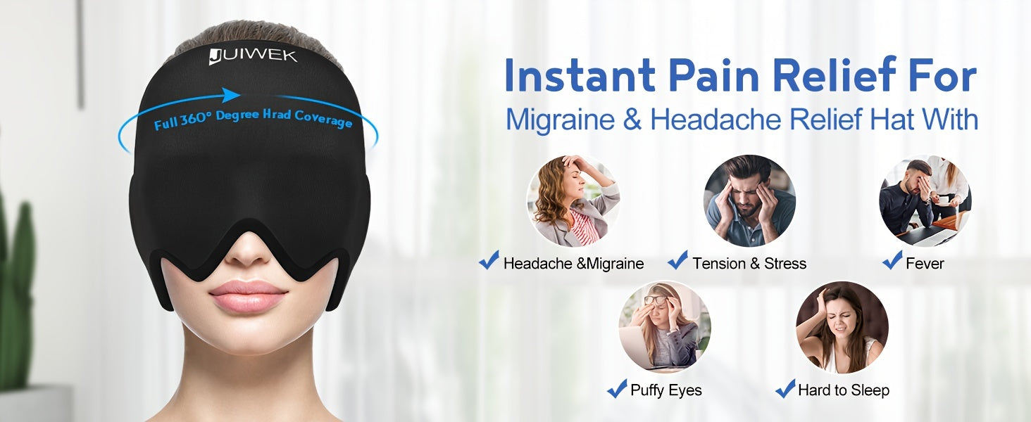 GLOWÉA Migraine Ice Head Wrap - Hot & Cold Therapy Hat GLOWÉA