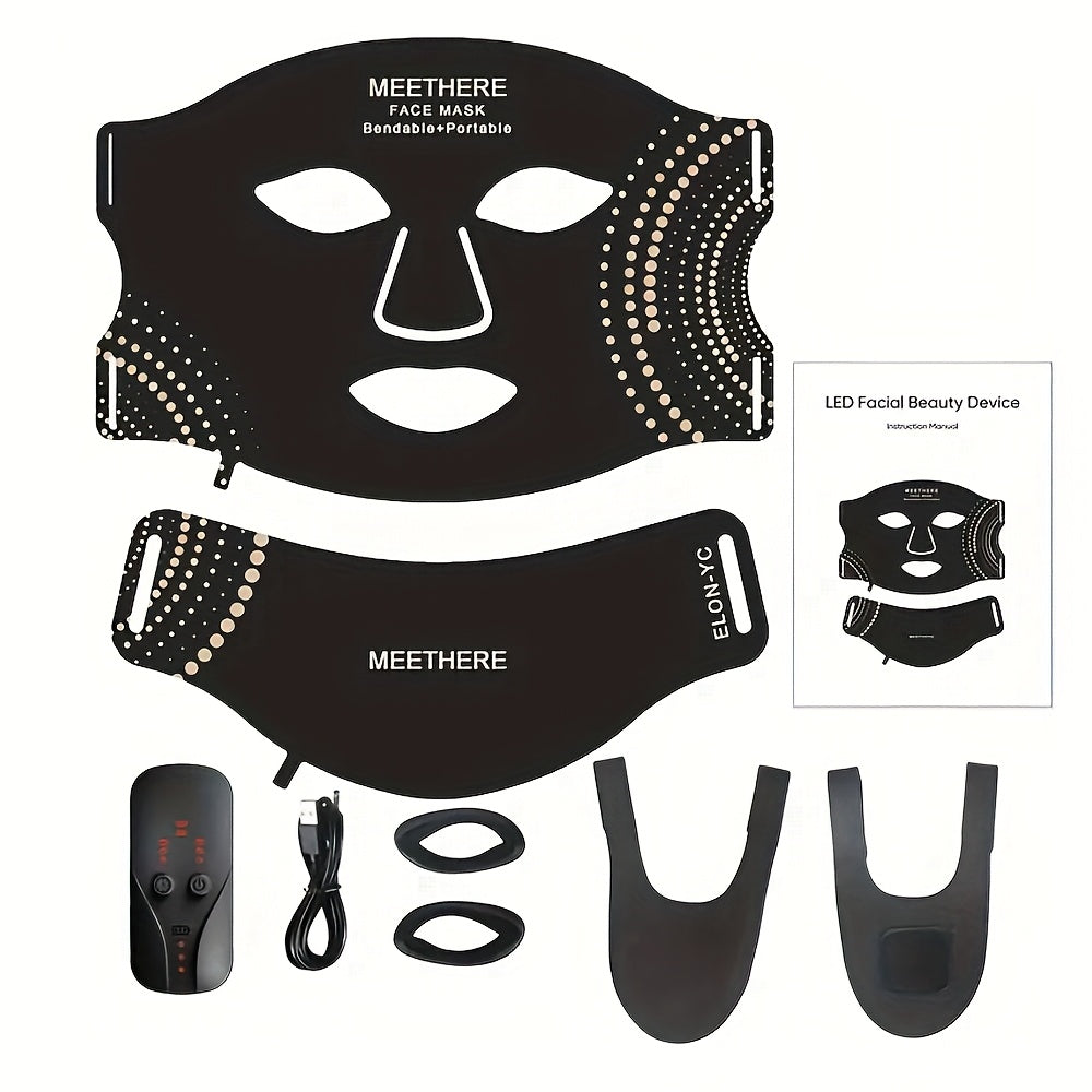 Masque facial LED en silicone GLOWÉA 7 couleurs avec protection du cou