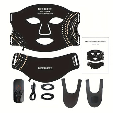 Masque facial LED en silicone GLOWÉA 7 couleurs avec protection du cou
