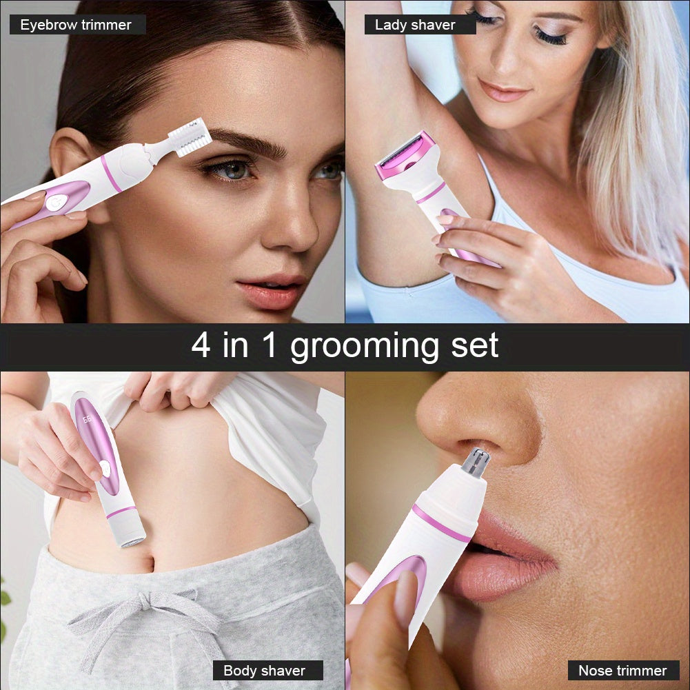 GLOWÉA 4-in-1 Electric Hair Removal Kit for Women - USB Rechargeable GLOWÉA