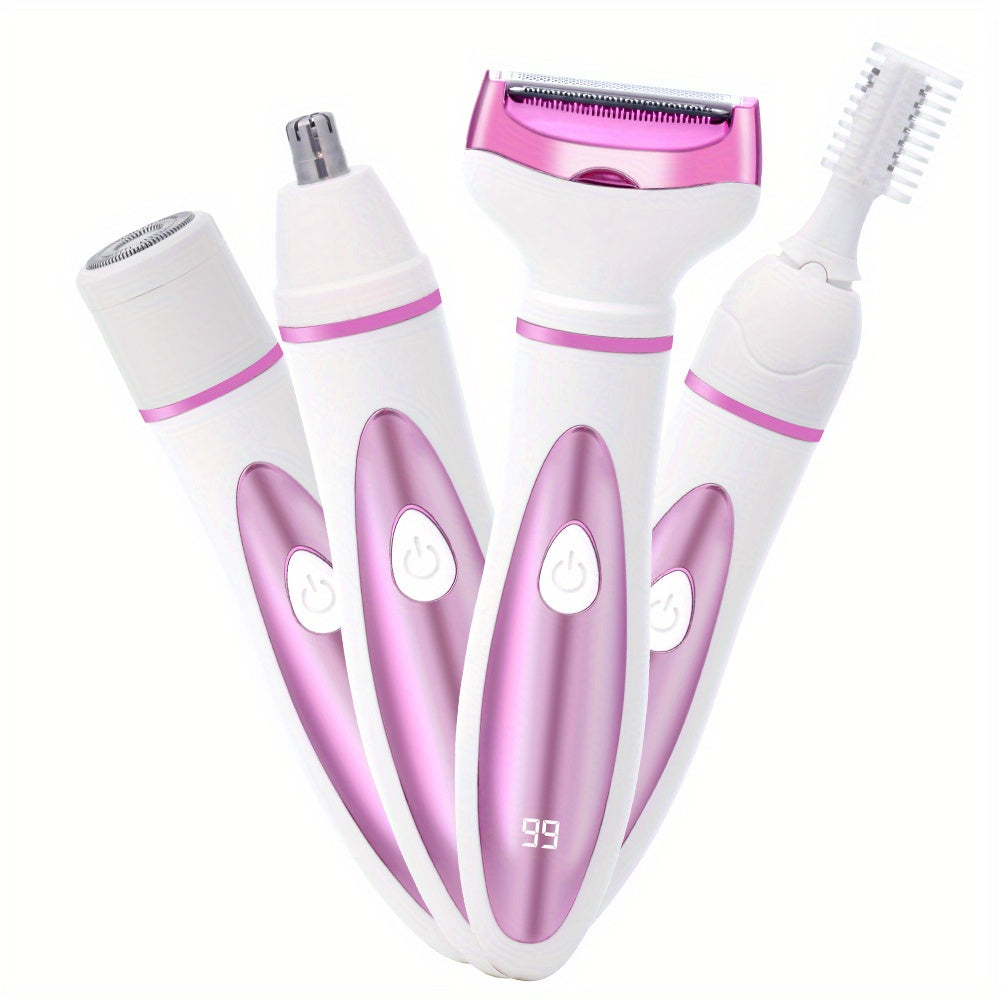 GLOWÉA 4-in-1 Electric Hair Removal Kit for Women - USB Rechargeable GLOWÉA