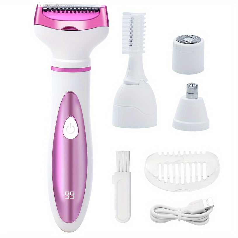 GLOWÉA 4-in-1 Electric Hair Removal Kit for Women - USB Rechargeable GLOWÉA