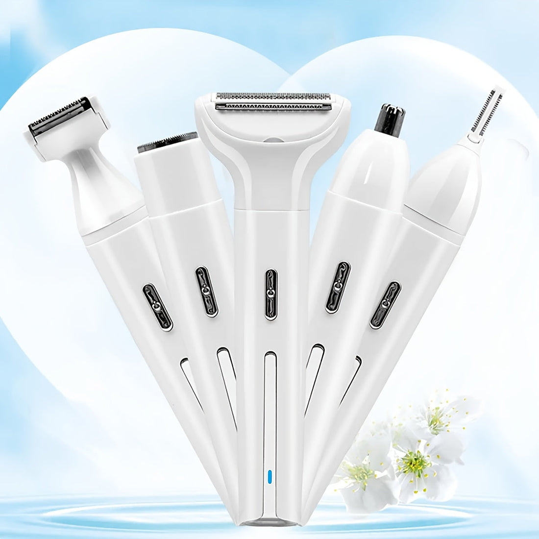GLOWÉA 5-in-1 Electric Razor for Women - Painless Hair Removal Kit GLOWÉA