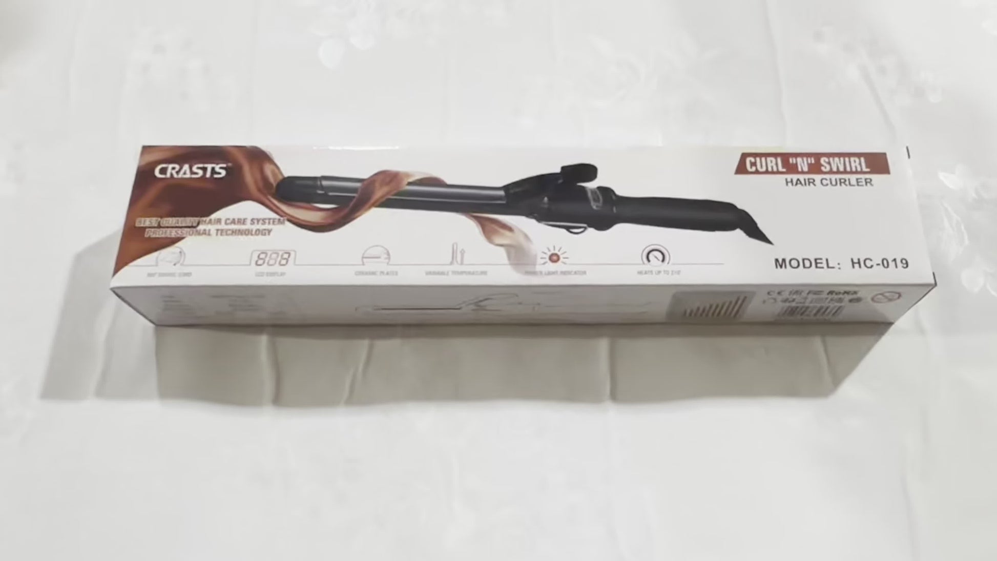 GLOWÉA 9mm Professional Hair Curling Wand with Digital Display GLOWÉA