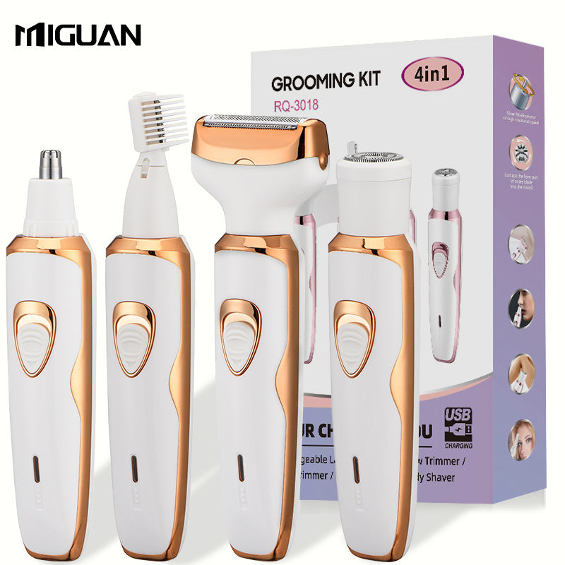 GLOWÉA 4-in-1 Electric Razor for Women - Rechargeable Grooming Kit GLOWÉA