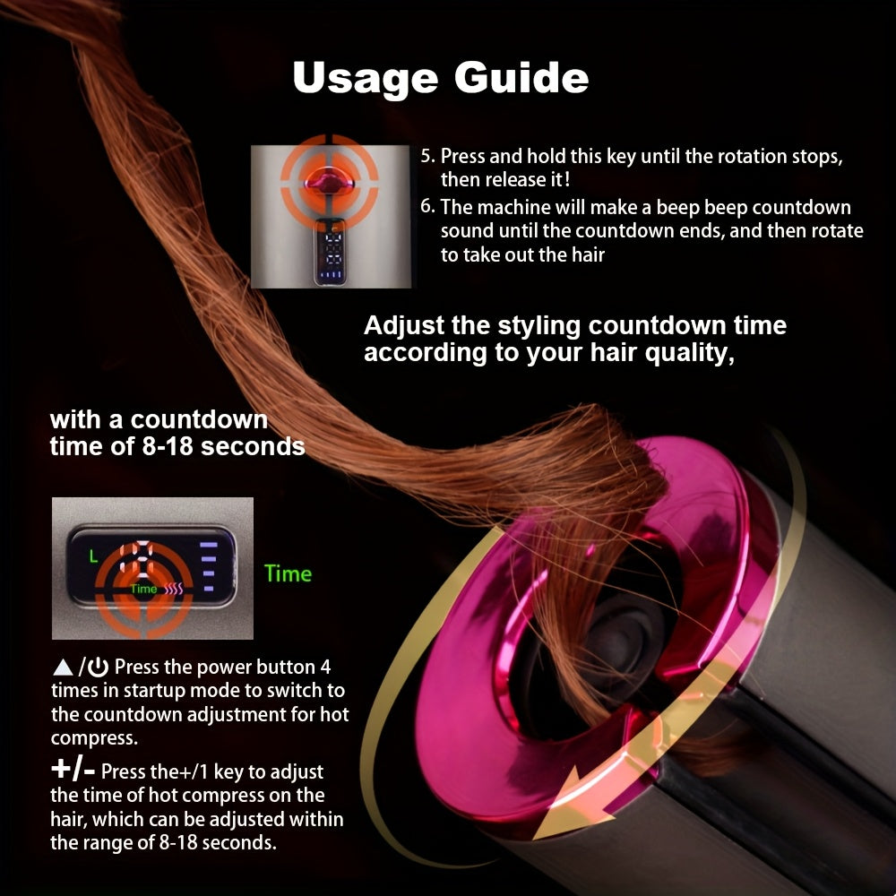 Fer à boucler automatique rechargeable USB GLOWÉA - Rose