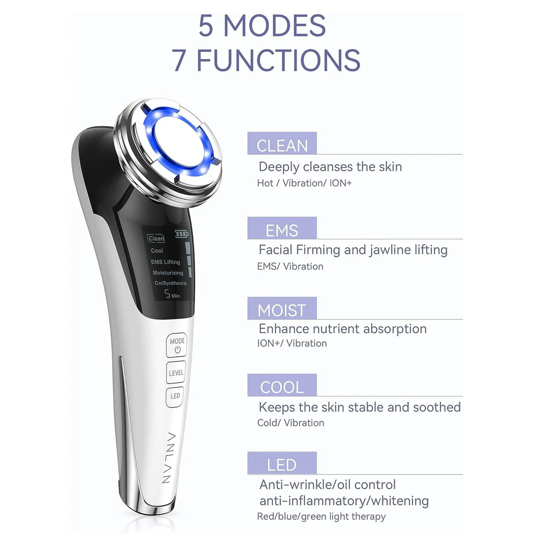 Appareil de massage facial EMS GLOWÉA ANLAN - Appareil de lifting cutané à microcourant