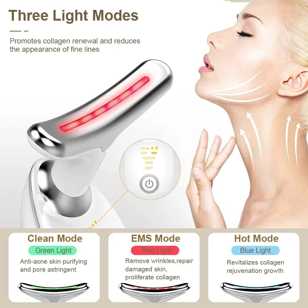 GLOWÉA EMS Neck Facial Massager with LED Photon Therapy