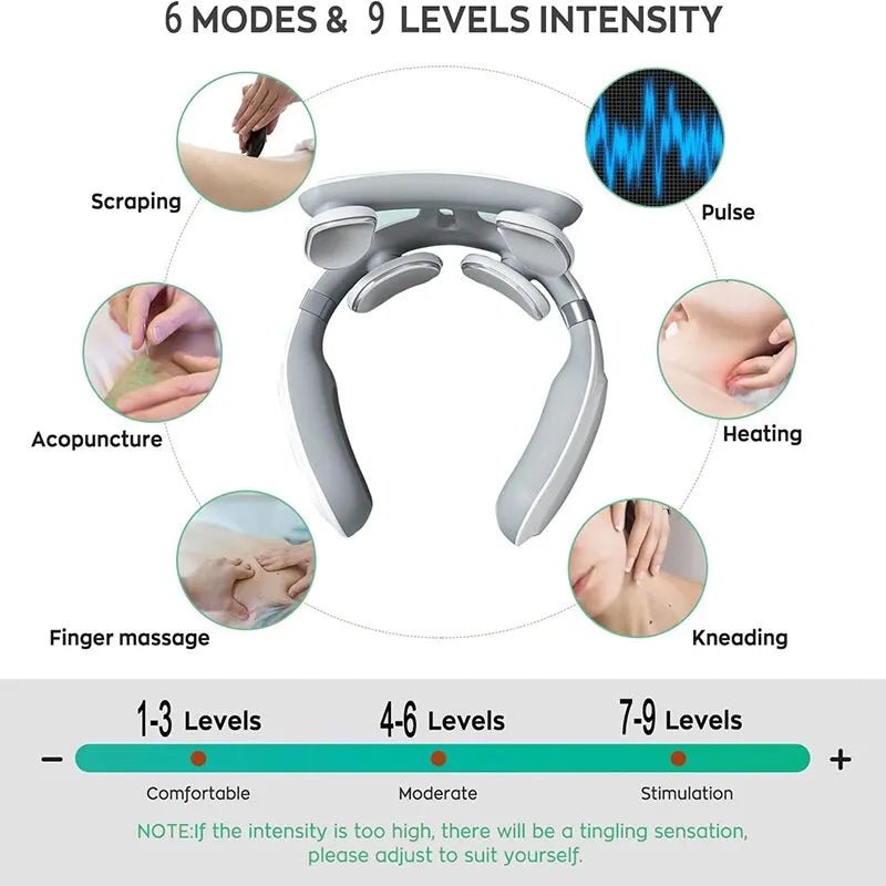 GLOWÉA Neck Massage Machine with Heating & Vibration