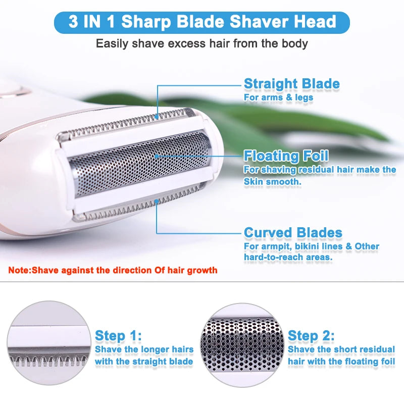 GLOWÉA USB Rechargeable Women Electric Epilator for Hair Removal