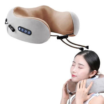 GLOWÉA U Shaped Neck Massage Pillow with Heat and Vibration