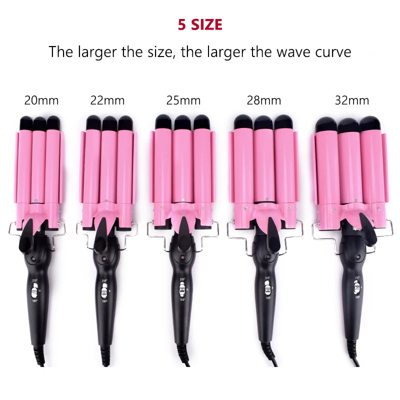 GLOWÉA Triple Barrel Hair Curling Iron - Professional Ceramic Styler