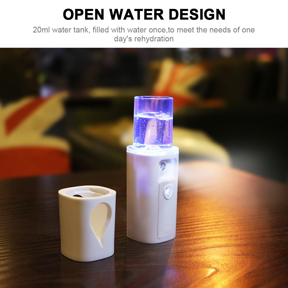 GLOWÉA Portable USB Rechargeable Mini Face Steamer with Mirror
